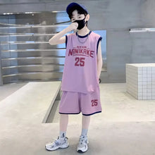 Load image into Gallery viewer, 2026 New Kids Summer Trendy Letter Print Sleeveless Breathable Tees+Shorts 2pcs Sportsuits Teenage Kids Basketball Sports Sets
