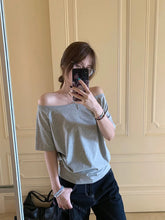 Load image into Gallery viewer, T-shirts Women Solid Simple Summer Casual Cleanfit Short Sleeve All-match Young Girls Streetwear Y2k Top Aesthetic Clothes Ins
