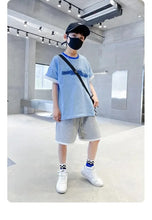 Load image into Gallery viewer, Boys Loose Casual Sets Summer Teen Gradient T-shirts+Shorts 2Pcs Big Kids Sport Short Sleeve Clothes Suits Children Print Outfit
