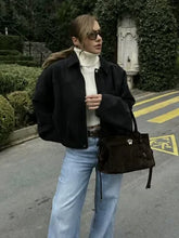 Load image into Gallery viewer, Women's Fashion Pilot Jacket with Bat Sleeves and Zipper, Casual Top
