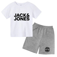 Load image into Gallery viewer, Kids Trendy Simple Letter Print Summer Fashion Breathable Tees+Shorts 2pcs Sportsuits 4-14 Years Boys Girls Outfits Clothes Sets

