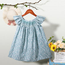 Load image into Gallery viewer, Floral Summer Dress for 1 2 3 4 5 6 Years Girls Smocking Design with Flying Sleeve Baby Toddler Daily Cute Clothes
