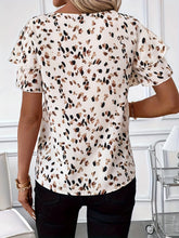 Load image into Gallery viewer, Summer Women Elegant Print Shirt Casual Fashion Vacation Crew Neck Ruffle Sleeve Tops Clothing
