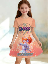 Load image into Gallery viewer, Kpop Cartoon Graphic Dress for Girls Funny Gift for Fan Harajuku Girl Clothes Summer Tops Short Sleeve Dress Children's Clothing
