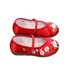 Load image into Gallery viewer, Girls' Chinese Embroidered Satin Flats | Hanfu Mary Jane Shoes (EU 22–36)
