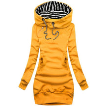 Load image into Gallery viewer, Hoodie Dress Casual Solid Colour Long Sleeve Drawstring Hoodie Dress Slim Hooded Pullover Sweatshirt Dress
