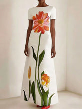Load image into Gallery viewer, Women's Artistic Print Retro Slim-Fit Long Dress
