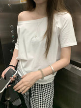 Load image into Gallery viewer, T-shirts Women Solid Simple Summer Casual Cleanfit Short Sleeve All-match Young Girls Streetwear Y2k Top Aesthetic Clothes Ins
