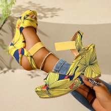 Load image into Gallery viewer, Women's Retro Ethnic Print Wedge Platform Sandals
