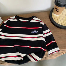 Load image into Gallery viewer, 2025 autumn Children Clothes Girls Long Sleeves Bottoming Shirts Cool Boys Stripe Cotton T-shirt Teen Loose Casual 2-7y Kids Top
