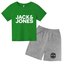 Load image into Gallery viewer, Kids Trendy Simple Letter Print Summer Fashion Breathable Tees+Shorts 2pcs Sportsuits 4-14 Years Boys Girls Outfits Clothes Sets

