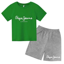 Load image into Gallery viewer, Kids Trendy Simple Letter Print Summer Fashion Breathable Tees+Shorts 2pcs Sportsuits 3-13 Years Boys Girls Outfits Clothes Sets

