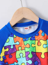 Load image into Gallery viewer, Summer Baby Boy Clothes Colorful Block Puzzle Print T-shirt Kids Short Sleeve Top for Boys 1-8 Years Breathable Quick Dry Tee
