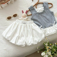 Load image into Gallery viewer, Summer Baby Girls Clothes Sets Toddler Ruffle Trim Patchwork Ribbed Sleeveless Vest+Flower Bud Shorts 2Pcs Kids Casual Outfits

