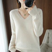 Load image into Gallery viewer, New Cashmere Women's V-neck Pullover Lace Neck Hollow Out Design Casual Knitted Long Sleeve Women's Sweater Autumn And Winter
