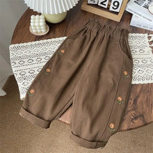 Load image into Gallery viewer, 2026 Spring Children Casual Pants 2-6T Girls Flower Embroidery Cotton Trousers Kids Elastic Waist Outdoor Pants Baby Girl Cloth

