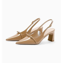 Load image into Gallery viewer, Women's Bow Pointed Toe Slingback Low Heel Shoes

