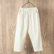 Load image into Gallery viewer, Women Summer Casual Loose Harem Elastic Waist Cotton Linen Pants Ninth Trousers
