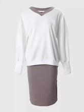 Load image into Gallery viewer, Autumn Winter Casual Loose V-neck Sweatshirt Suit Women's Tight Skirt Long-sleeved Top Two-piece Set New Fashion Holiday Sets
