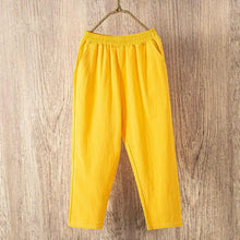 Load image into Gallery viewer, Women Summer Casual Loose Harem Elastic Waist Cotton Linen Pants Ninth Trousers
