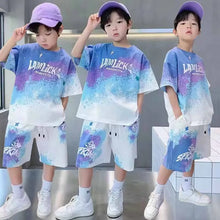 Load image into Gallery viewer, Boys Loose Casual Sets Summer Teen Gradient T-shirts+Shorts 2Pcs Big Kids Sport Short Sleeve Clothes Suits Children Print Outfit
