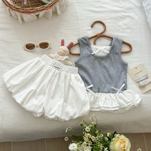 Load image into Gallery viewer, Summer Baby Girls Clothes Sets Toddler Ruffle Trim Patchwork Ribbed Sleeveless Vest+Flower Bud Shorts 2Pcs Kids Casual Outfits
