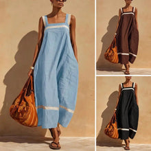 Load image into Gallery viewer, Summer Dress for Women Tassel Decorated Sleeveless Cotton Linen Dress Loose Vacation Long Dress with Pockets
