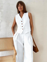 Load image into Gallery viewer, Women Linen Cotton Chic Vest ＆ Pants Suit Two-Piece Set
