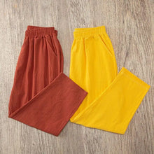 Load image into Gallery viewer, Women Summer Casual Loose Harem Elastic Waist Cotton Linen Pants Ninth Trousers
