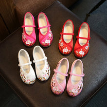 Load image into Gallery viewer, Girls' Chinese Embroidered Satin Flats | Hanfu Mary Jane Shoes (EU 22–36)
