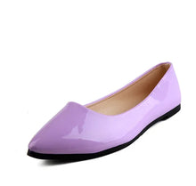 Load image into Gallery viewer, Ladies 2-48 Patent Leather Slip-ons Green Beige Pointy Toe Light Shoes For Women Promotion 2020 Simple Flats Spring Outdoor Cute
