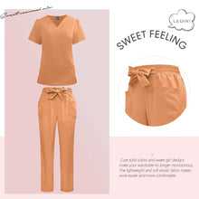 Load image into Gallery viewer, Surgical Uniforms Woman Fashion Bow Belt Nursing Scrubs Set Medical Uniform Top Pants Hospital Clinical Suits Beauty Spa Clothes
