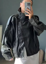 Load image into Gallery viewer, Women's Jacket Fall 2025 New Black Long Sleeve Pebble Faux Leather Jacket Motorcycle Style Personality Fashion
