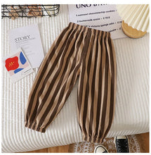 Load image into Gallery viewer, Summer Kids Casual Pants 1-6Y Simple Boys Grid Sweat Pants Korean Loose Thin Children Striped Letter Trousers
