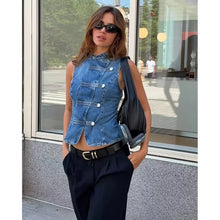 Load image into Gallery viewer, Retro Denim Blouse Travel Joker Vest
