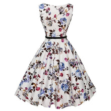 Load image into Gallery viewer, Summer Vestidos Dress Clothing Floral Robe Retro Swing Casual Vintage Rockabilly Dresses
