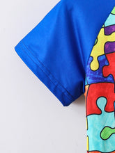 Load image into Gallery viewer, Summer Baby Boy Clothes Colorful Block Puzzle Print T-shirt Kids Short Sleeve Top for Boys 1-8 Years Breathable Quick Dry Tee
