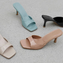 Load image into Gallery viewer, Women's Square Toe Thin Heel Mule Slippers
