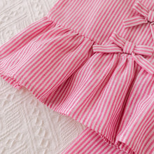 Load image into Gallery viewer, Humor Bear Summer Girls' Suits Pink vertical stripe Bow Sleeveless Vest Top+Pants Two-piece Set Sweet Kids' Clothing Sets
