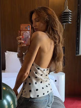 Load image into Gallery viewer, HH Women Fashion Halter Tops Draped Asymmetrical Hem Elegant Satin Sleeveless Summer Vest Female Casual Party Polka Dot Tops
