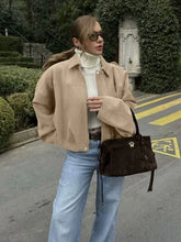 Load image into Gallery viewer, Women's Fashion Pilot Jacket with Bat Sleeves and Zipper, Casual Top

