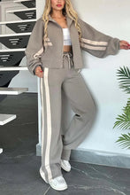 Load image into Gallery viewer, Autumn Winter Women's New Hoodie Suit Y2K Striped Zipper Loose Fit Jacket Outwear And High Waist Side-striped Pants Sports Sets
