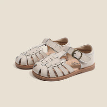 Load image into Gallery viewer, Girls' Genuine Leather Roman Sandals | Anti-Slip Soft Sole Summer Shoes (Sizes 22–31)
