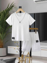 Load image into Gallery viewer, Stylish Boys'Outfit Set:Trendy Short Sleeve Shirt&amp;Shorts with Unique Design for Big Kids-Perfect for Summer
