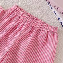Load image into Gallery viewer, Humor Bear Summer Girls' Suits Pink vertical stripe Bow Sleeveless Vest Top+Pants Two-piece Set Sweet Kids' Clothing Sets
