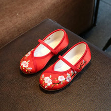 Load image into Gallery viewer, Girls' Chinese Embroidered Satin Flats | Hanfu Mary Jane Shoes (EU 22–36)

