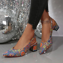 Load image into Gallery viewer, Women's French Style Thick Heel Slingback Closed Toe Sandals
