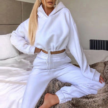 Load image into Gallery viewer, Winter Tracksuit Women Two Piece Set - Oversized Hoodie Sweatpants Solid Color Sportswear Suit |Casual Sweatshirt Trouser Set

