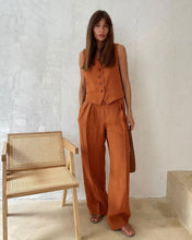 Load image into Gallery viewer, Women Linen Cotton Chic Vest ＆ Pants Suit Two-Piece Set
