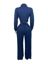 Load image into Gallery viewer, 2025 Winter Female Outfits Sets Streetwear Patchwork Zip up Big Lapel Jacket Women Tracksuit Two Pieces Wide Leg Pants Set
